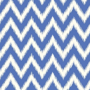 Royal Blue and Ivory Ikat Chevron