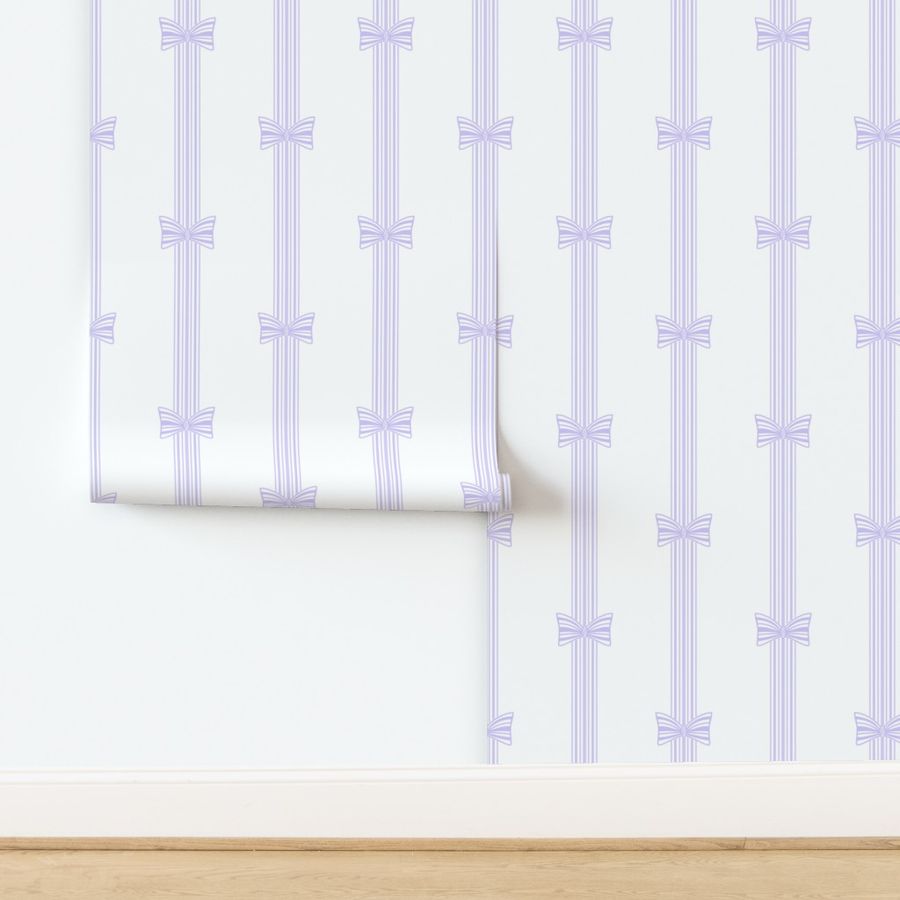 Preppy Grandmillennial stripes and bows in lilac purple  | Pinstripes vertical ribbon | large