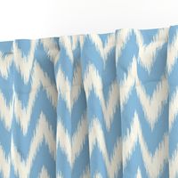 Sky Blue and Ivory Ikat Chevron