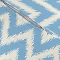 Sky Blue and Ivory Ikat Chevron