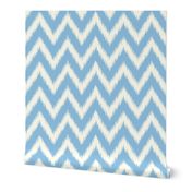 Sky Blue and Ivory Ikat Chevron