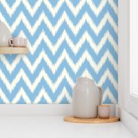 Sky Blue and Ivory Ikat Chevron