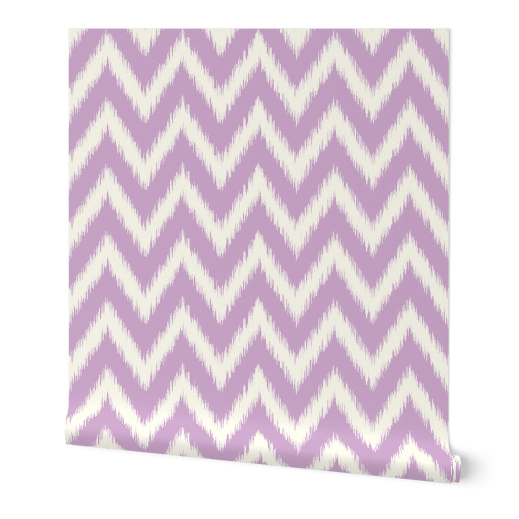 Lilac Purple and Ivory Ikat Chevron