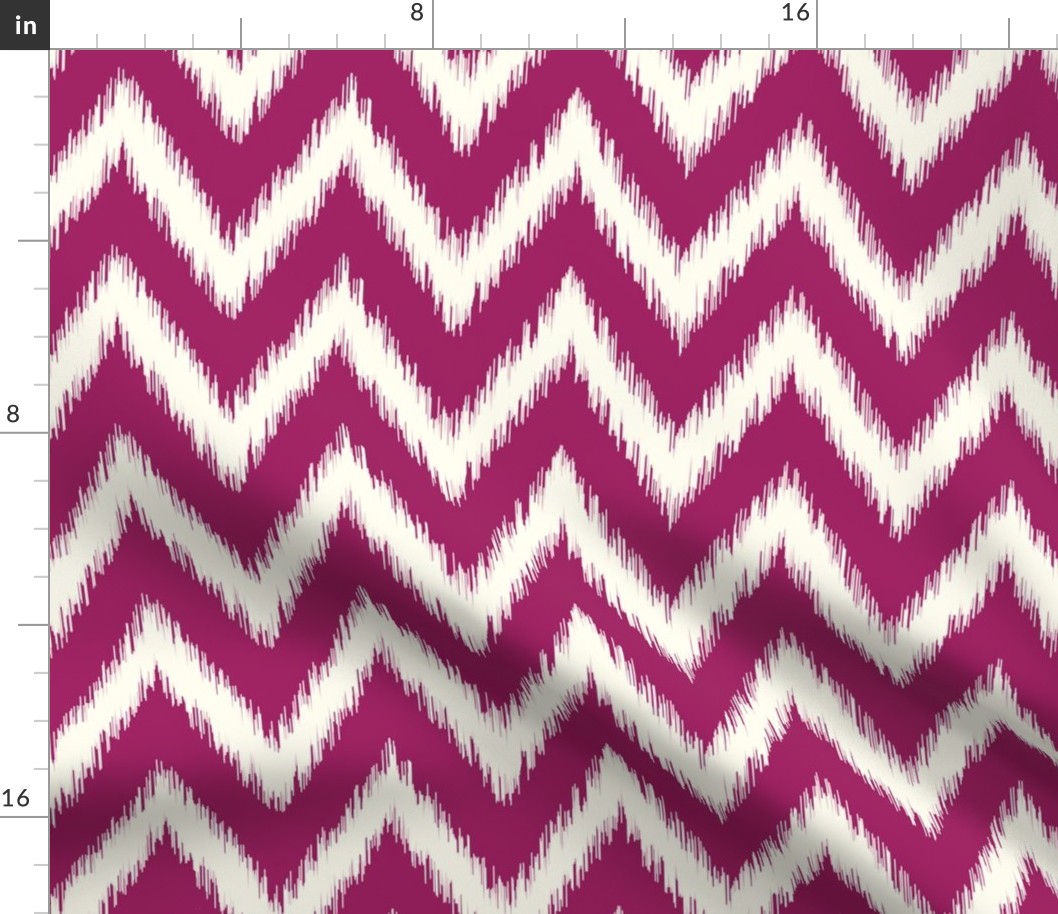 Berry Purple and Ivory Ikat Chevron