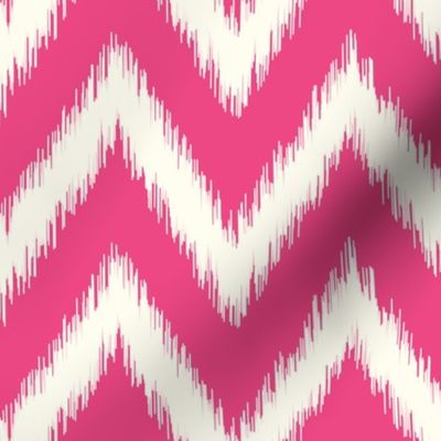 Hot Pink and Ivory Ikat Chevron