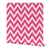 Hot Pink and Ivory Ikat Chevron