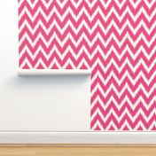 Hot Pink and Ivory Ikat Chevron