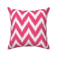 Hot Pink and Ivory Ikat Chevron