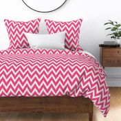 Hot Pink and Ivory Ikat Chevron