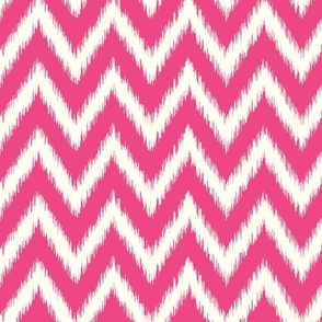 Hot Pink and Ivory Ikat Chevron