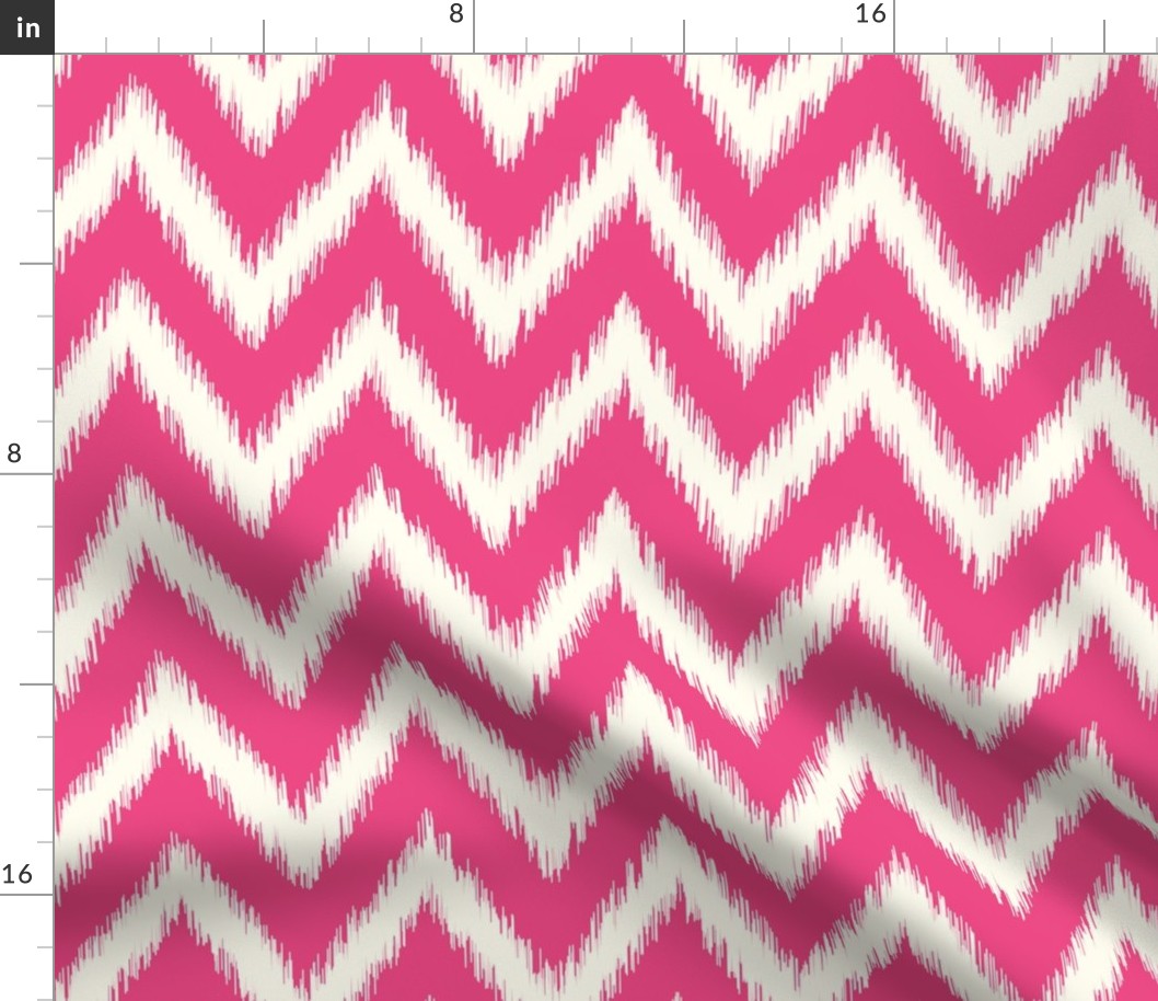 Hot Pink and Ivory Ikat Chevron