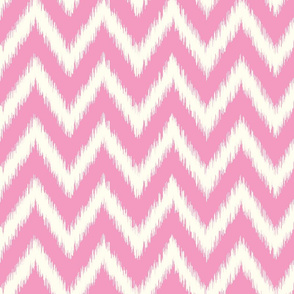 Bubblegum Pink and Ivory Ikat Chevron