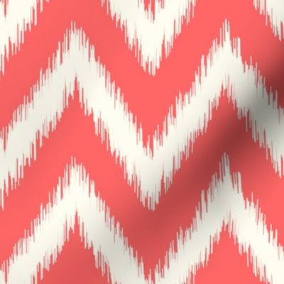 Coral and Ivory Ikat Chevron