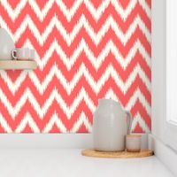Coral and Ivory Ikat Chevron