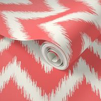 Coral and Ivory Ikat Chevron