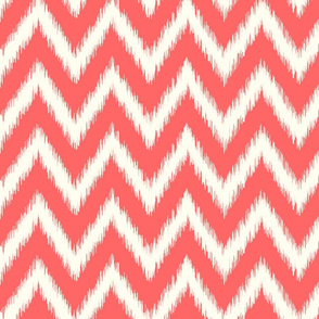 Coral and Ivory Ikat Chevron