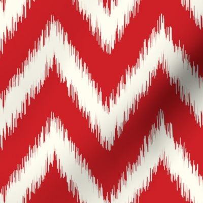 Red and Ivory Ikat Chevron