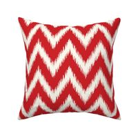 Red and Ivory Ikat Chevron