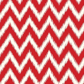 Red and Ivory Ikat Chevron