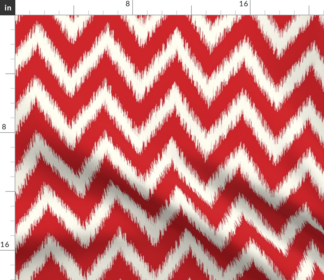 Red and Ivory Ikat Chevron