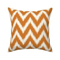 Burnt Orange and Ivory Ikat Chevron