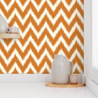 Burnt Orange and Ivory Ikat Chevron