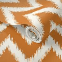 Burnt Orange and Ivory Ikat Chevron