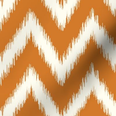 Burnt Orange and Ivory Ikat Chevron