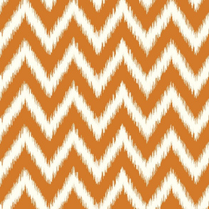 Burnt Orange and Ivory Ikat Chevron