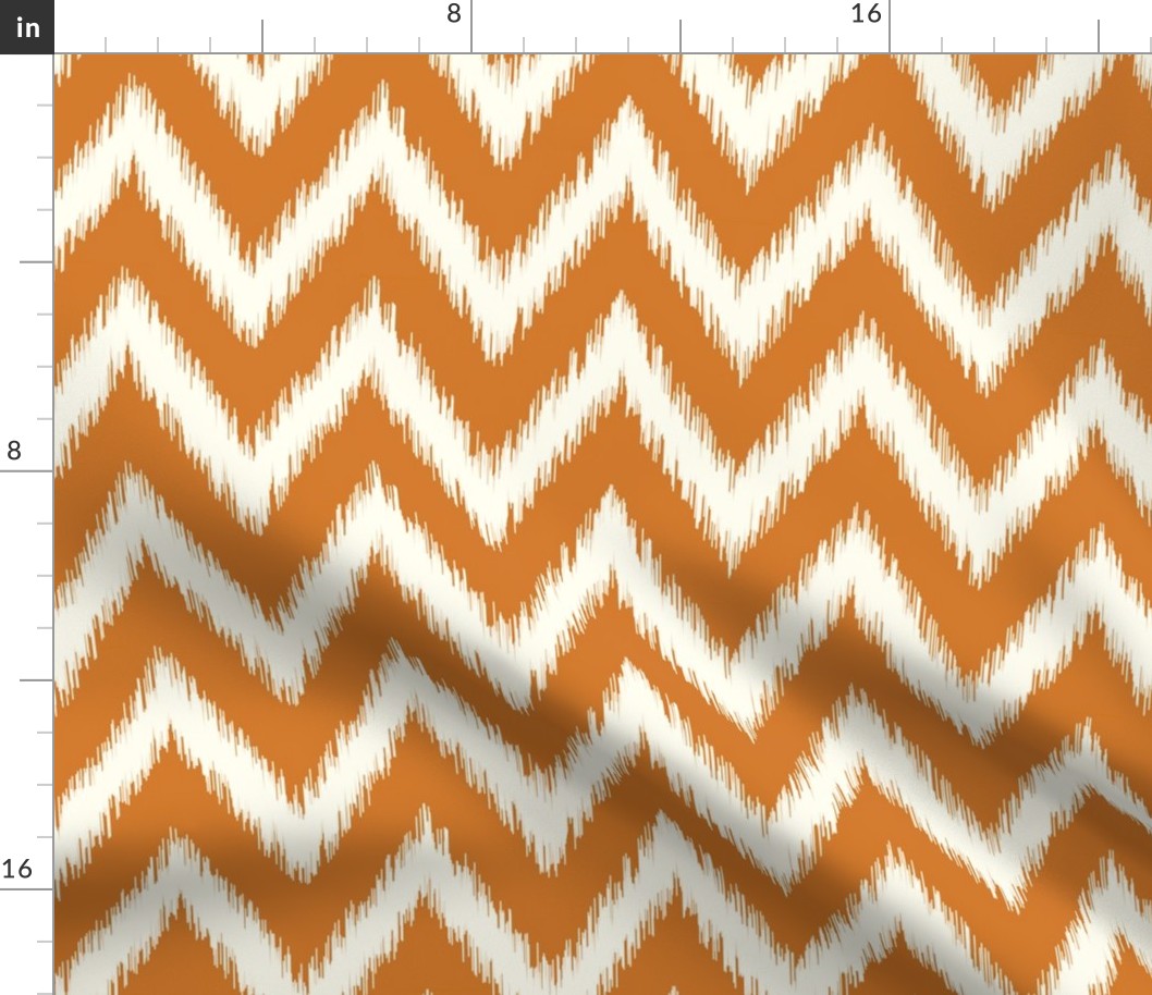 Burnt Orange and Ivory Ikat Chevron