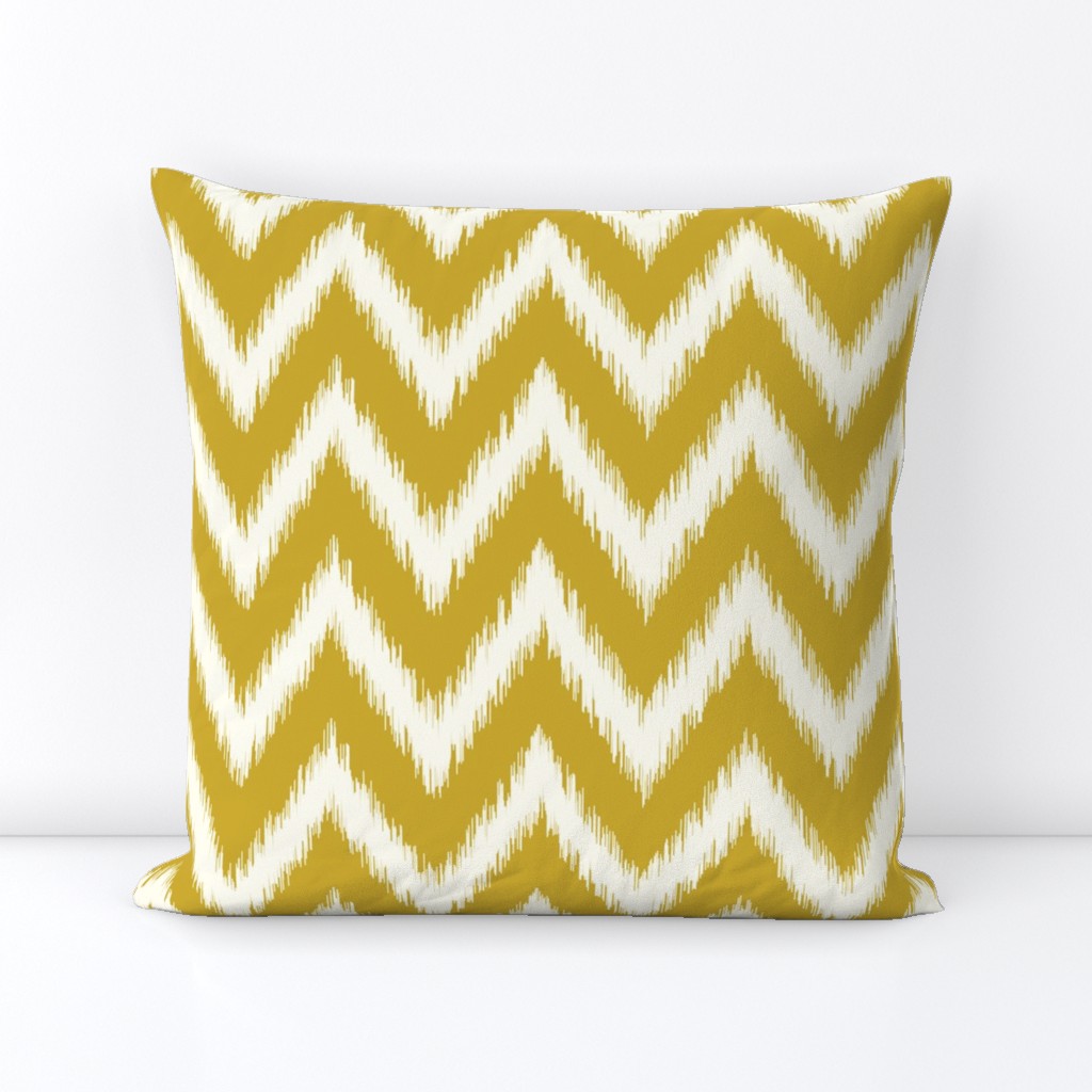 Gold and Ivory Ikat Chevron