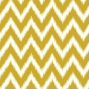Gold and Ivory Ikat Chevron