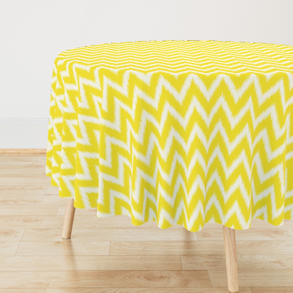 Yellow and Ivory Ikat Chevron