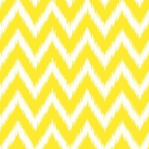 Yellow and Ivory Ikat Chevron