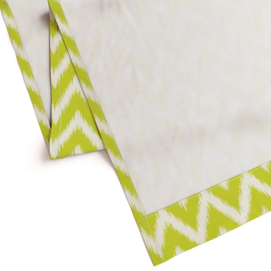 Lime Green and Ivory Ikat Chevron