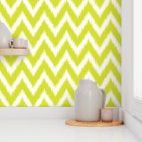 Lime Green and Ivory Ikat Chevron