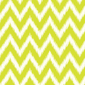 Lime Green and Ivory Ikat Chevron