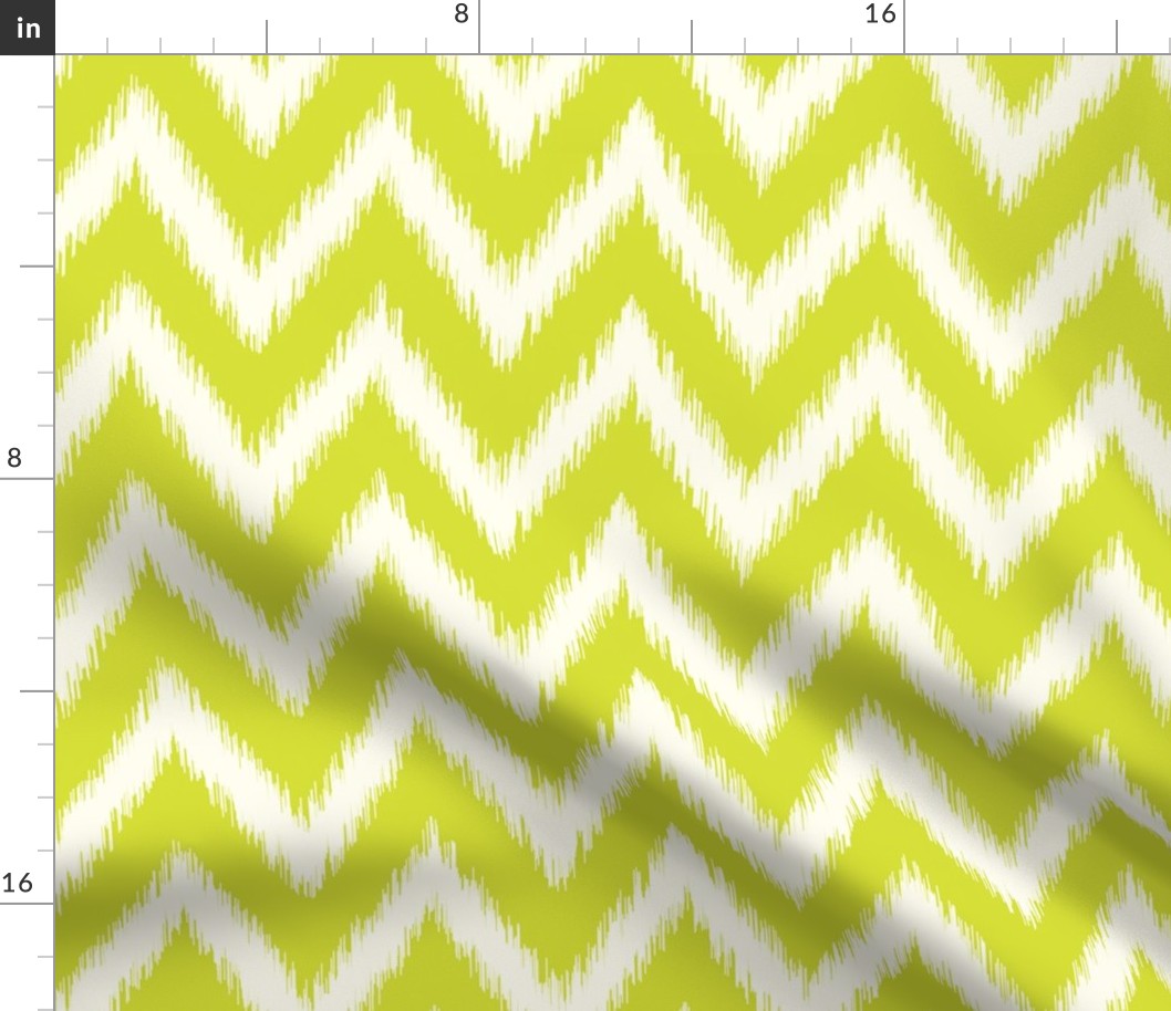 Lime Green and Ivory Ikat Chevron