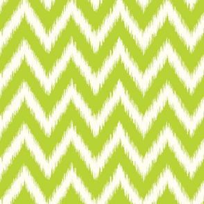 Apple Green and Ivory Ikat Chevron