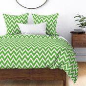 Kelly Green and Ivory Ikat Chevron