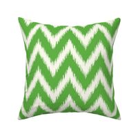 Kelly Green and Ivory Ikat Chevron