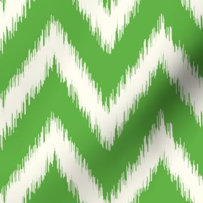 Kelly Green and Ivory Ikat Chevron