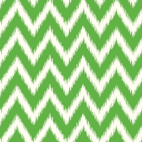 Kelly Green and Ivory Ikat Chevron