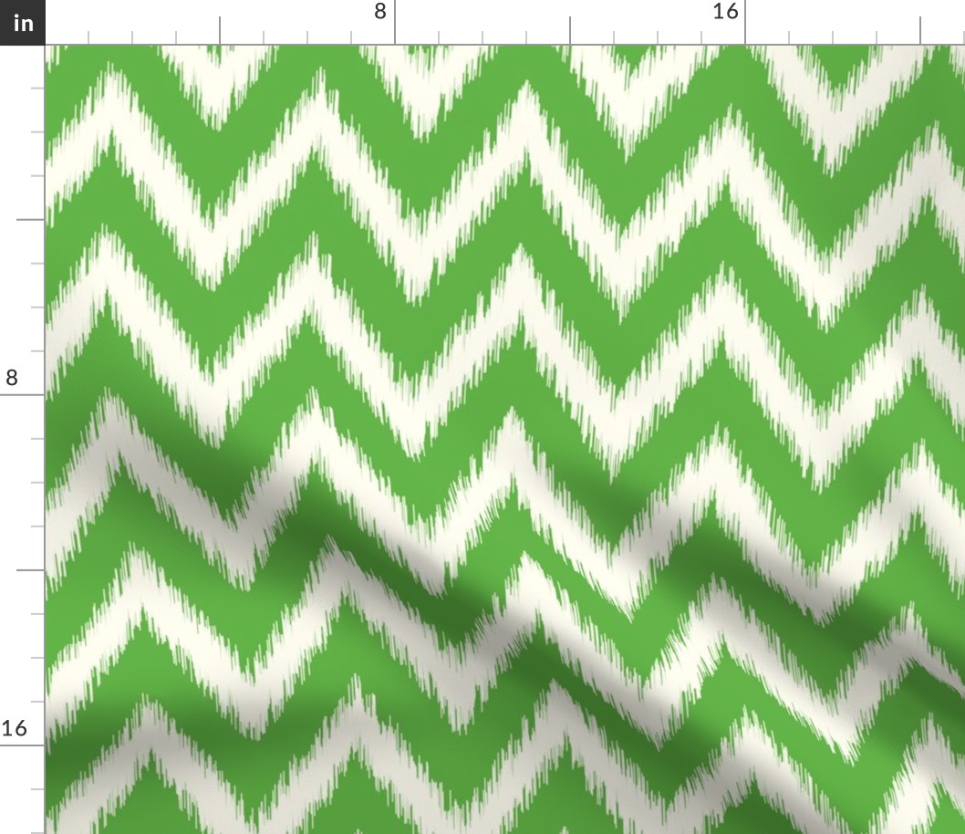 Kelly Green and Ivory Ikat Chevron