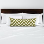 Olive Green and Ivory Ikat Chevron