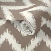 Mocha Brown and Ivory Ikat Chevron