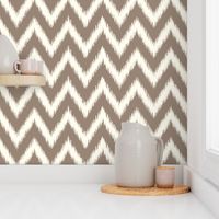 Mocha Brown and Ivory Ikat Chevron