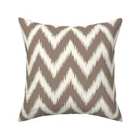 Mocha Brown and Ivory Ikat Chevron