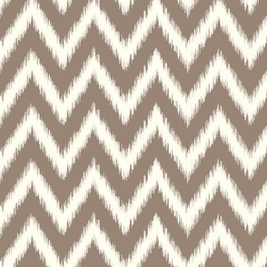 Mocha Brown and Ivory Ikat Chevron