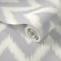 Light Gray and Ivory Ikat Chevron